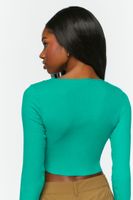 Women's Asymmetrical Cutout Button-Front Top in Teal Large