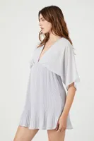 Women's Chiffon Mini Babydoll Dress in Light Grey Large