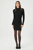 Women's Lace-Up Cutout Mini Sweater Dress