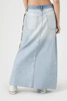 Women's Striped-Trim Denim Maxi Skirt