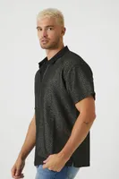 Men Chevron Print Polo Shirt in Black, XL