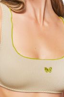 Women's Seamless Butterfly Bralette in Sand/Herbal Green Large