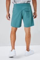 Men Lace-Up Contrast-Trim Swim Trunks in Green/Black Large