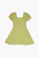 Girls Lace Puff-Sleeve Dress (Kids) in Green, 13/14