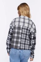 Women's Reworked Mixed Plaid Flannel Shirt in White Small