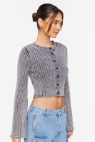 Women's Ribbed Bell-Sleeve Crop Top in Charcoal, XS