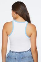 Women's Palm Beach Club Graphic Ringer Crop Top in Blue/White Large