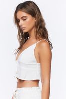 Women's Tie-Front Tassel Cropped Cami in White, XL