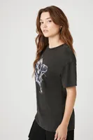 Women's Rhinestone Eagle Graphic T-Shirt in Charcoal Small