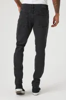 Men Embroidered Rose Skinny Jeans in Black, 33