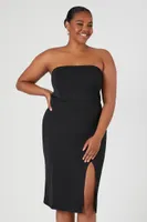 Women's Strapless Bodycon Midi Dress in Black, 3X