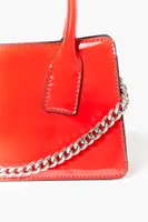 Women's Faux Patent Leather Crossbody Bag in Red