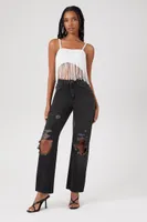 Women's Sweater-Knit Fringe Cropped Cami