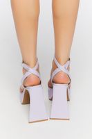 Women's Faux Leather Platform Flare Heels in Lavender, 10