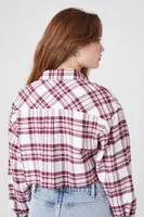 Women's Plaid Cropped Shirt Merlot