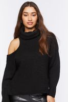 Women's Open-Shoulder Turtleneck Sweater in Black Medium