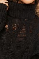 Women's Distressed Turtleneck Sweater in Black Small