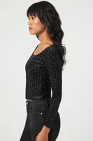 Women's Velvet Houndstooth Crop Top