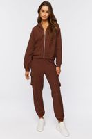 Women's French Terry Cargo Drawstring Joggers Chocolate