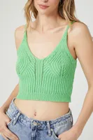 Women's Pointelle Sweater-Knit Cropped Cami