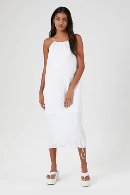 Women's Halter Shift Midi Dress in White Medium