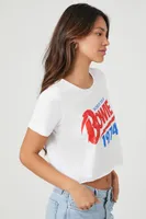 Women's Prince Peter Bowie Graphic Cropped T-Shirt in White, XL