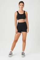 Women's Seamless Perforated Sports Bra in Black Small