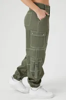 Women's Cargo Pocket Joggers in Olive Medium