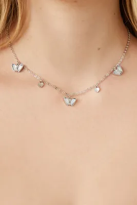 Women's Butterfly Charm Necklace in Silver