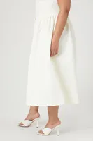 Women's Satin A-Line Midi Skirt Ivory,