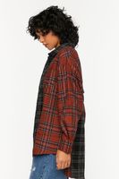 Women's Reworked Plaid High-Low Shirt in Brown Medium