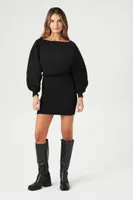 Women's Balloon-Sleeve Mini Sweater Dress