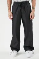 Men Slim-Fit Drawstring Pants in Black, XXL