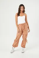 Women's Paperbag Drawstring Cargo Joggers in Orange, XS