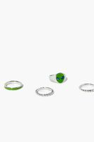 Women's Alien Ring Set Green/Silver,