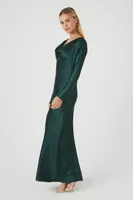 Women's Satin Cowl Neck Maxi Dress Dark