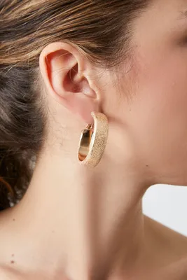 Women's Textured Hoop Earrings in Gold