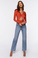 Women's Twist-Front Cutout Bodysuit in Rust Small