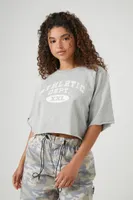 Women's Athletic Dept Graphic Cropped T-Shirt in Heather Grey/White, XL