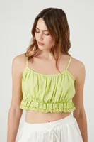 Women's Lace Flounce Cropped Cami in Green Medium