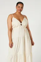 Women's Poplin Tiered Maxi Dress in Sandshell, 0X