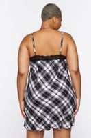 Women's Wavy Plaid Slip Dress Black,