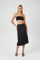 Women's Satin Vented Midi Skirt