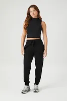 Women's Cropped Turtleneck Tank Top in Black Medium