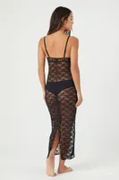 Women's Sheer Lace Lingerie Maxi Slip Dress