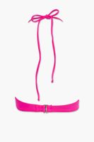 Women's Tie-Neck Halter Bikini Top in Shocking Pink Large