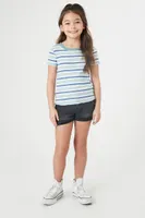 Girls Rib-Knit Striped T-Shirt (Kids) in Blue, 5/6