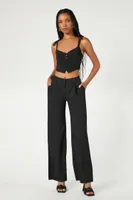 Women's Cropped Tie-Strap Cami in Black Medium