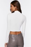 Women's Ribbed Knit Mock Neck Top in Vanilla Large