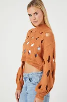 Women's Turtleneck Cutout Sweater in Copper, XS